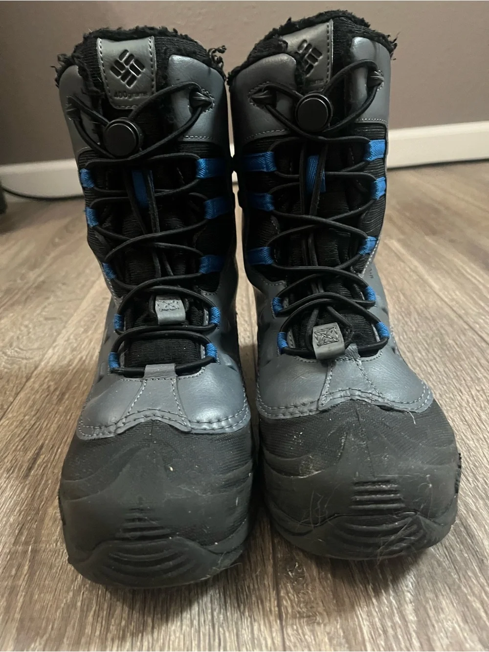 Columbia Kids Bugaboot Celsius Snow Boots- Gray and Blue Insulated- Size 5y